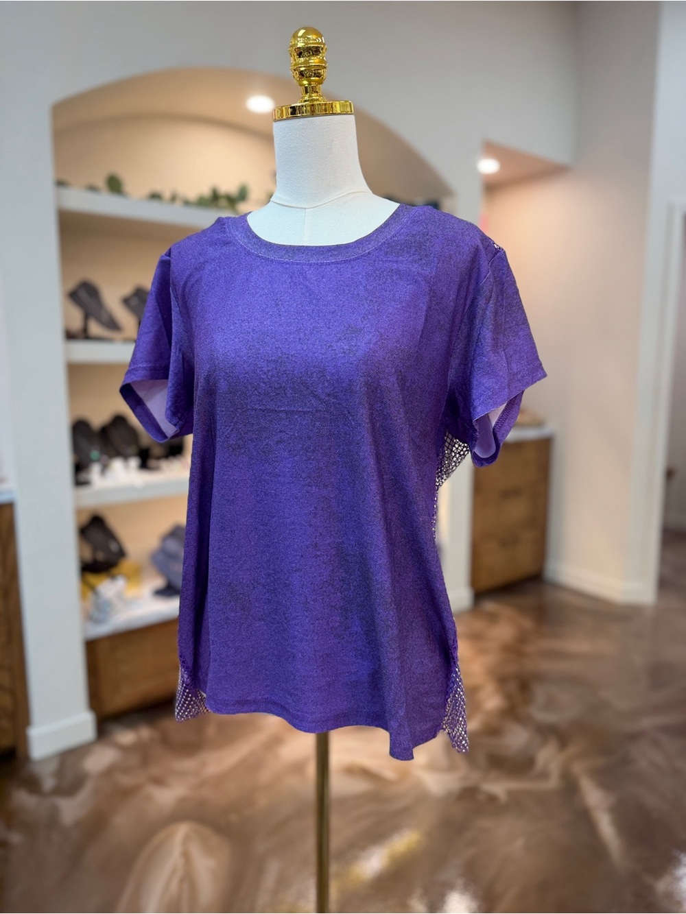 Purple Short Sleeve Women's Top - Unbranded